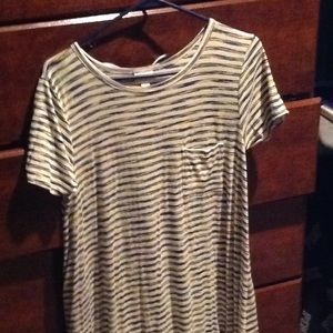 LuLaRoe Carly yellow/blue micro stripes.